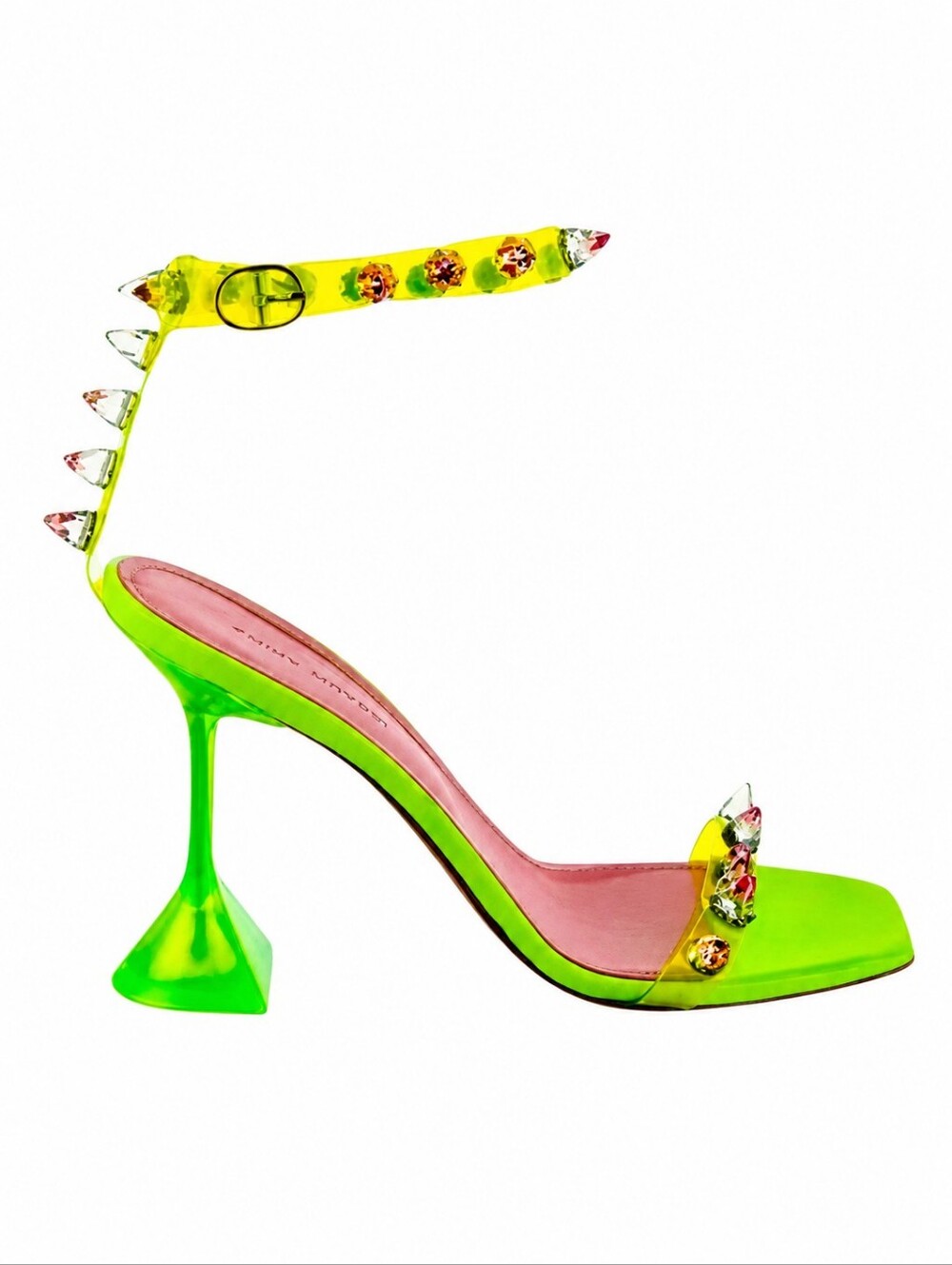 AMINA MUADDI | Martini Neon Yellow Crystal PVC Heels EU 36.5 / US 6.5